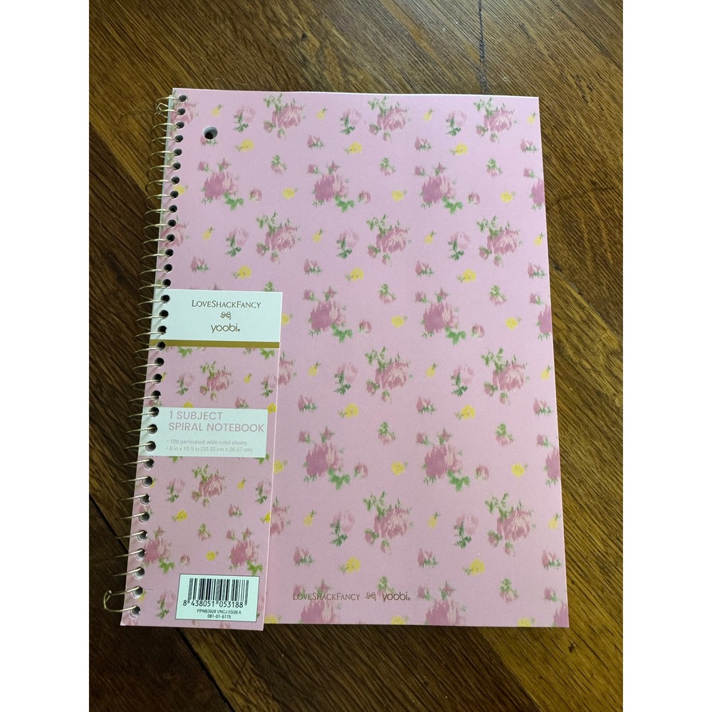LoveShackFancy x Yoobi Blooming Heirloom Floral 1 Subject Spiral Notebook NWT
